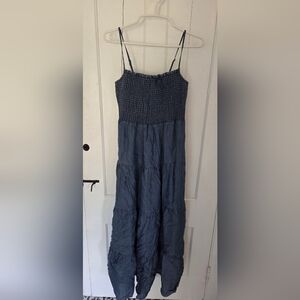 Z Supply Smocked Chambray Maxi Dress in Deep Blue